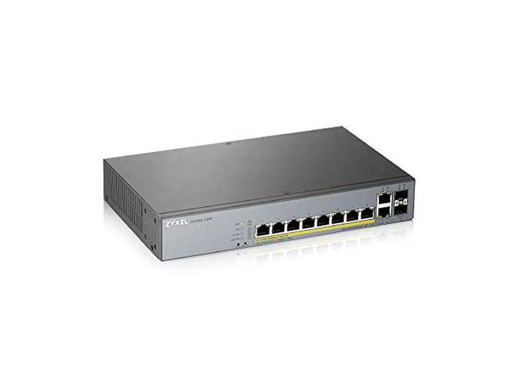 Zyxel Nebula 8-poorts Gigabit Smart Managed PoE + switch met 130 Watt Budget en 2 gigabit koperen poort + 2 SFP met Nebula Cloud Managment [GS1350-12HP]