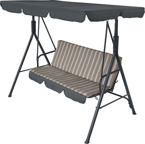 Dreisitz-Schaukelbank Lounge-Set für Garten und Terrasse - Grau