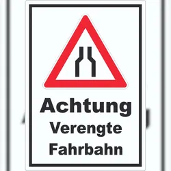 HB-Druck Aufkleber Achtung Verengte Fahrbahn A3 (297x420mm)