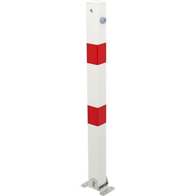 Absperrpfosten ALBERTS "Klappy, eckig, umlegbar", weiß, B:16cm L:100cm, Stahl, Sicherheitsschlösser, feuerverzinkt, zum Aufschrauben, Dreikantschloss