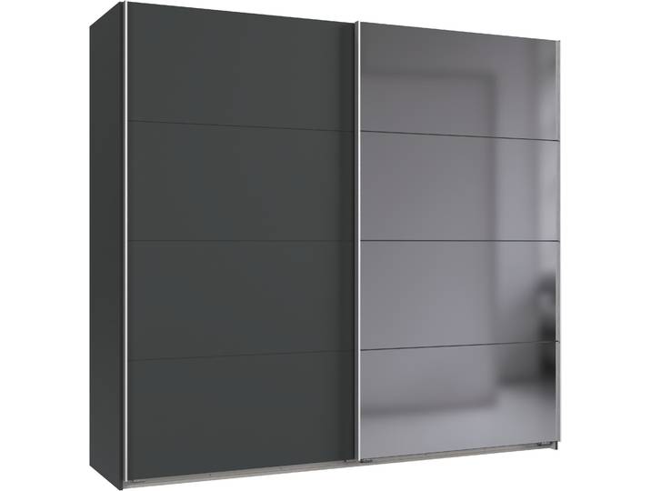 Schwebetürenschrank WIMEX Ernie Kleiderschrank mit Spiegel, Made in Germany , grau (graphit), B:225cm H:210cm T:65cm, Schränke, Schwebetürenschrank, Schlafzimmerschrank in verschiedenen Breiten