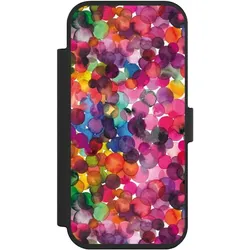 Nivocase Klapphülle für Apple iPhone Air Handyhülle aus Kunst Leder NIVOflip schwarz Punkte Wasserfarbe (Apple iPhone Air), Smartphone Hülle, Schwarz