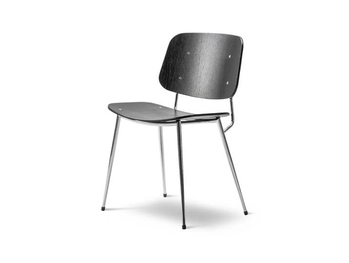 Fredericia Furniture Søborg Metal Stuhl Schwarz-Kromgestell