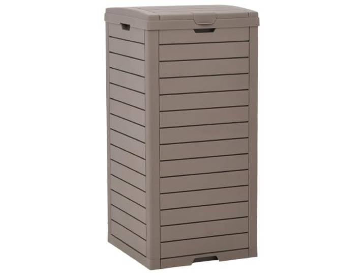 Outdoor-Mülltonne Hellbraun 41x41x86 cm Polypropylen 118 Liter Fassungsvermögen,Doppeldeckel,Holz-Optik,herausnehmbare Auffangwanne,Parks und Gärten