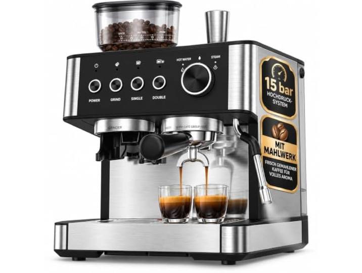 COWSAR Espressomaschine mit integriertem Mahlwerk, 15 Bar Drucksystem Manueller Milchaufschäumer & Schnellaufheizung, ideal für Wohnung, Büro, Café und Restaurant