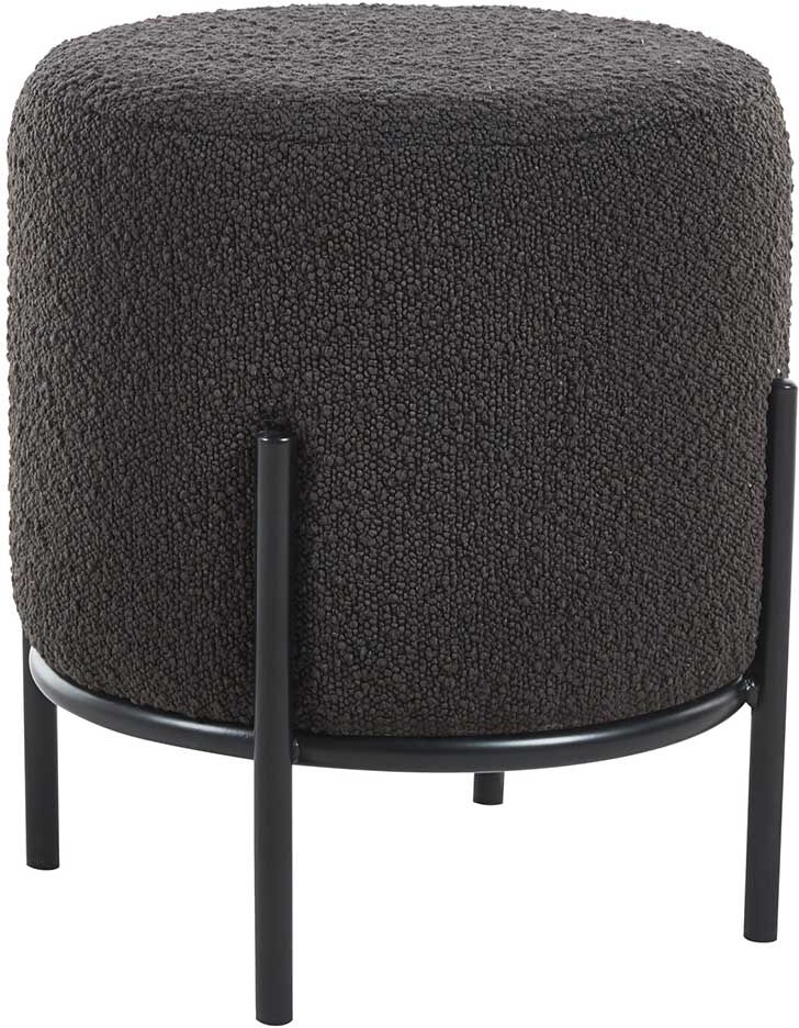 Pharao24.de Beistellhocker Anthrazit Boucle mit Vierfußgestell aus Metall Schwarz