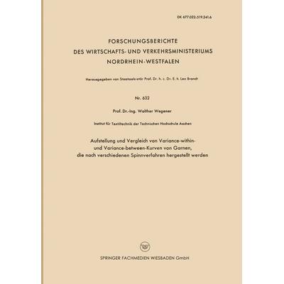 Aufstellung und Vergleich von Variance-within- und Variance-between-Kurven von Garnen, die nach verschiedenen Spinnverfahren hergestellt werden,