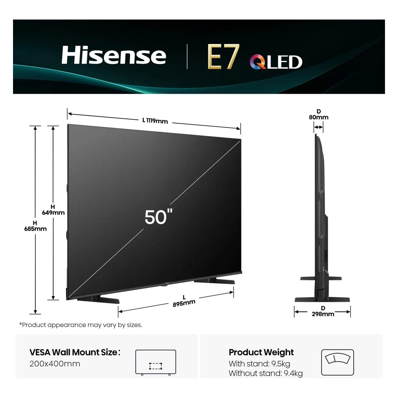 Hisense 50E7Q (50", QLED, 4K) (50E7Q)