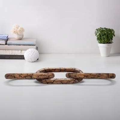 "Sagebrook Home 29"" Desta Wood Link Chain, 1""H - 29"" x 7"" x 1"""