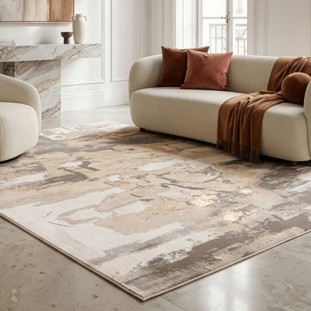 Ebern Designs Sabrie Rectangle Abstract Dhurrie Beige Rectangle 200 x 275 cm