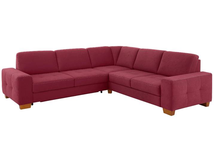 Ecksofa, Luxus-Microfaser, Bordeaux 276×271 cm, mit Bettfunktion & Federkern, Modern, Home affaire