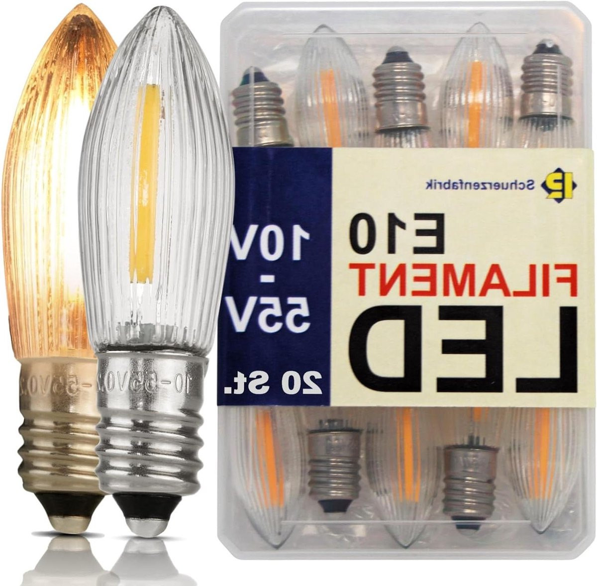 20 stuks LED Kaarslampjes met Filament techniek in geelwarm voor sfeerverlichting