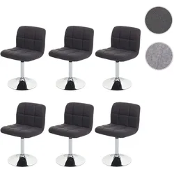 6er-Set Esszimmerstuhl Kavala, Küchenstuhl Stuhl, Stoff/Textil Chrom drehbar MVG-zertifiziert ~ dunkelgrau