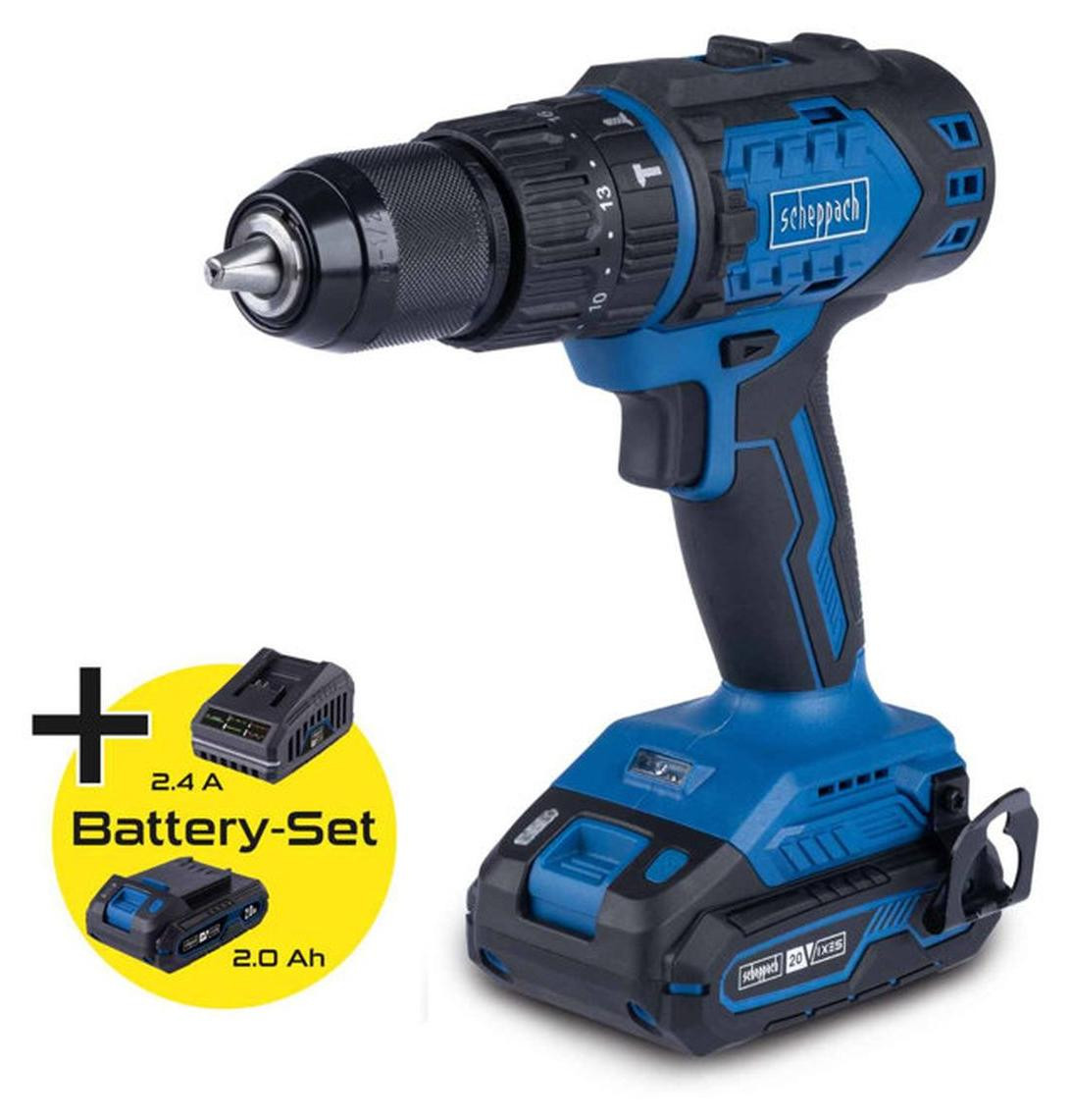 Scheppach BC-DD60-X Cordless Drill Driver 20V IXES met Brushless motor, 60 Nm, 13mm Chuck, 2Ah Accu en 2.4A Lader