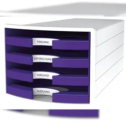 HAN Schubladenbox IMPULS Trend Colour, 4 offene Schübe f. DIN A4/C4, 1011-X, lila