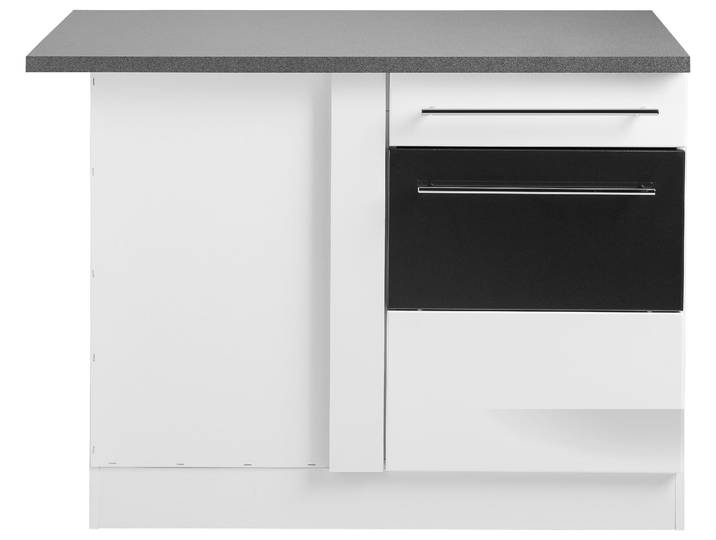 Eckunterschrank KOCHSTATION KS-Trient , grau (weiß, anthrazit hochglanz), B:110cm H:85cm T:60cm, Schränke, Eckunterschrank, 110 cm breit