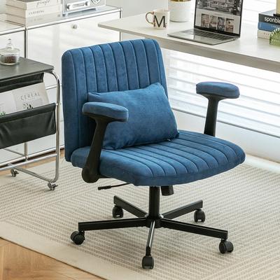 Modern Linen Office Chair with Criss Cross Armrests for Workspace