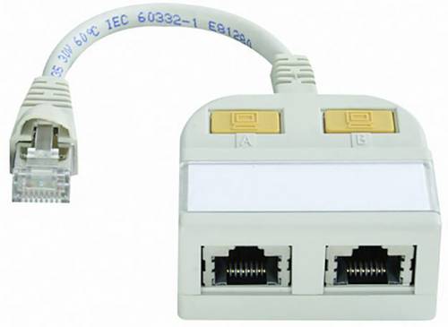 Telegärtner RJ45 Netzwerk, ISDN Y-Adapter [1x RJ45-Stecker - 2x RJ45-Buchse] 15.00 cm Lichtgrau (RAL 7035)