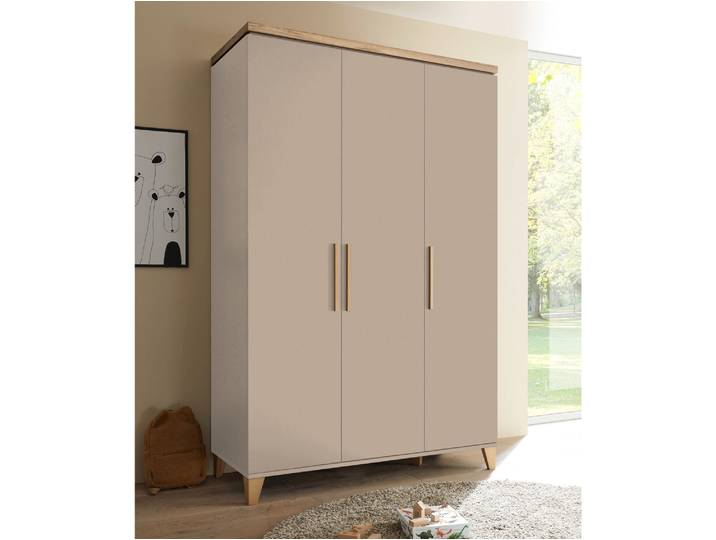 LENI Kleiderschrank 3türig, Material Spanplatte, Kaschmir /