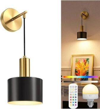 Uplift Picks LumaArt Rechargeable RGB Wall Sconce Set black gold (1 Pack) 0 5 W