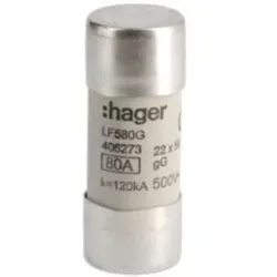 Hager LF580G Zylindersicherungen für industrielle Anwendungen 22x58mm gG 80A 500V AC 120kA