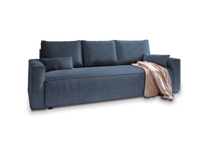 BETTSOFA MENI Blau Kordstoff mit Schlaffunktion