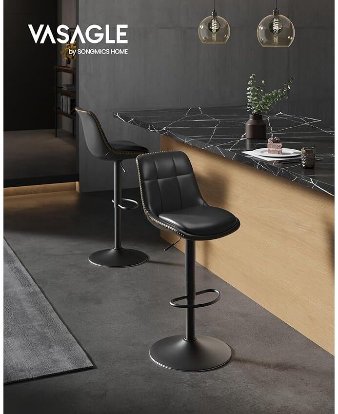 Barhocker VASAGLE "2er Set 48 x 90 cm/112 cm", schwarz, Hocker, Barhocker schwarz Einheitsgröße