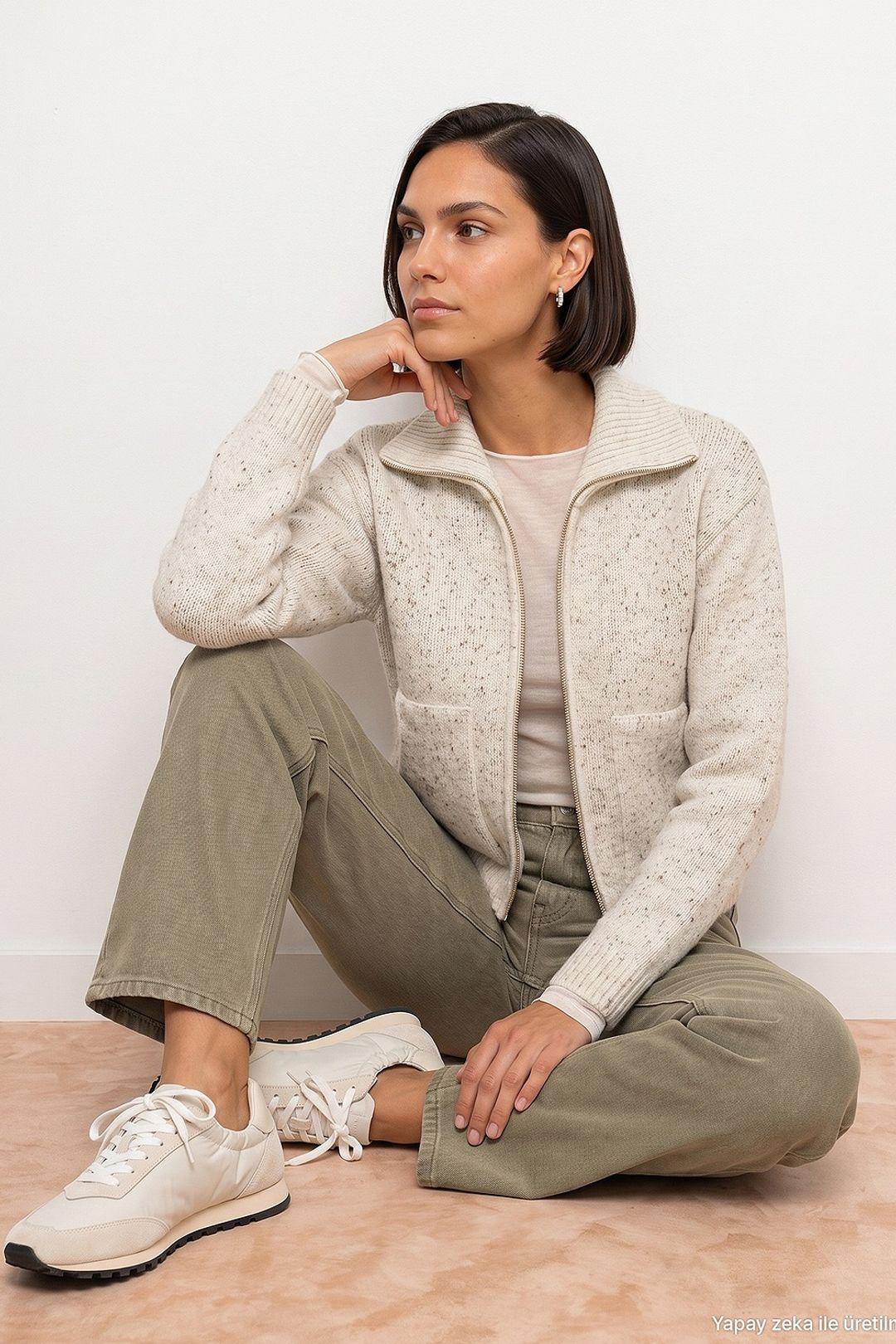 Damen-Wollmischung Cardigan
