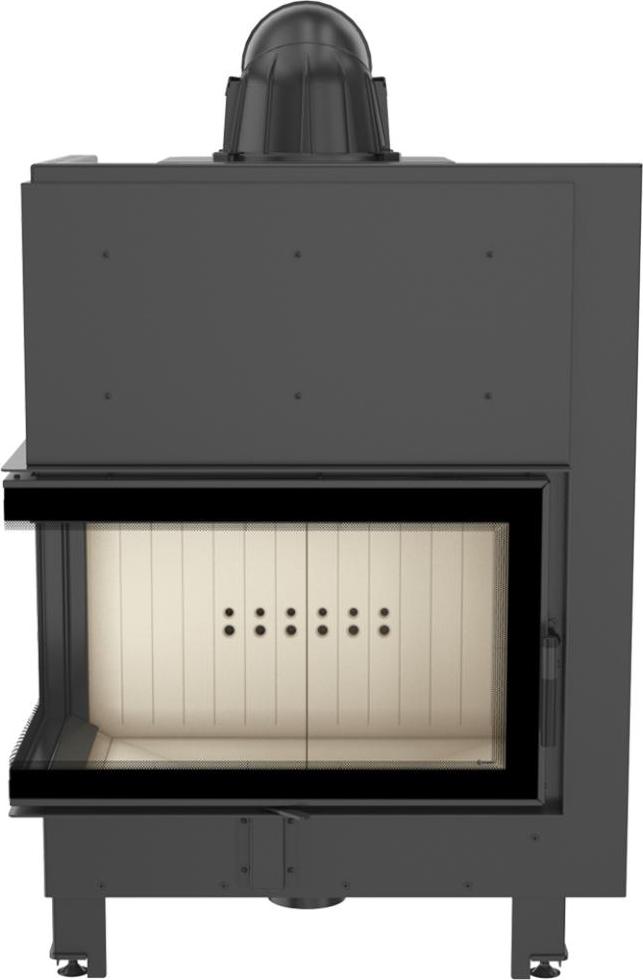 Kamineinsatz aus Stahl KRATKI MBO links 15 kW Ø 200 gebogenes Glas