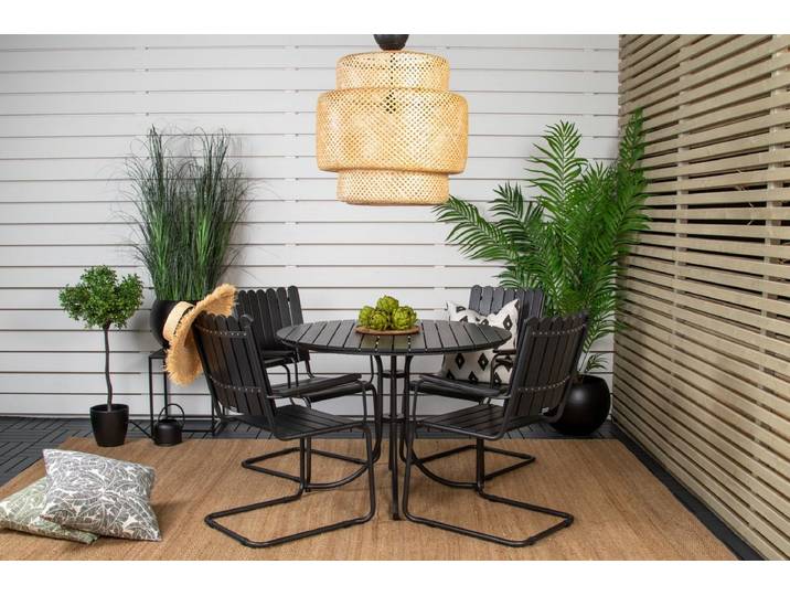 Garten Essgruppe Nativa – 5-teiliges Gartenmöbel-Set in 3 Farben verfügbar - Schwarz - Luxusbetten24