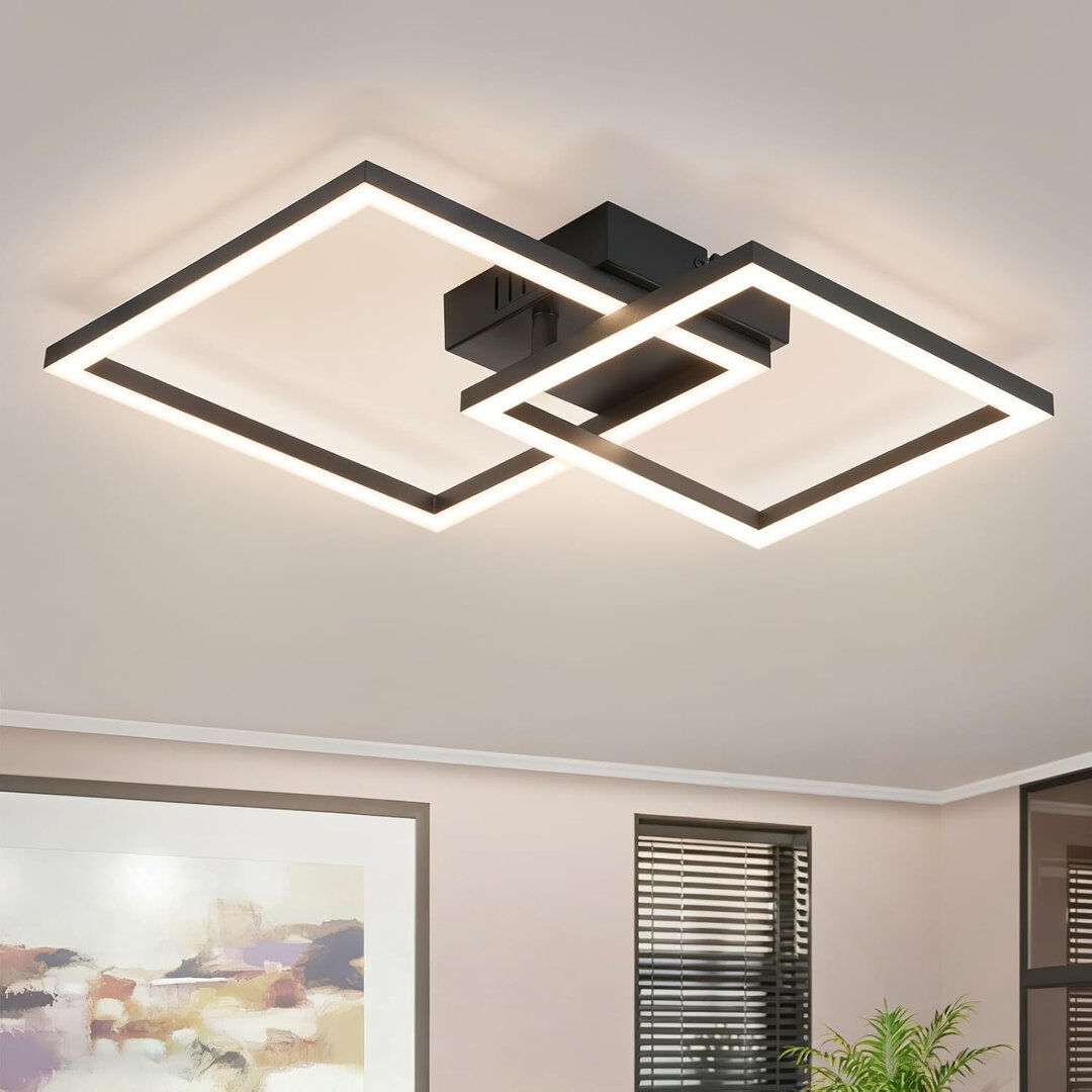 Metro LED Semi Flush Mount Black 6.7cm H x 34.5cm W x 34.5cm D