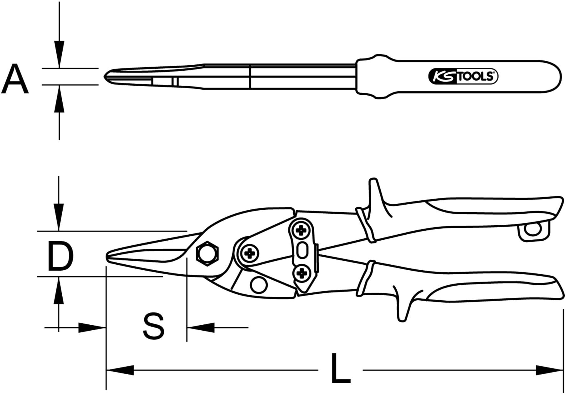 KS Tools Hebel-Blechdurchgangsschere, gerader Schnitt (118.0051)