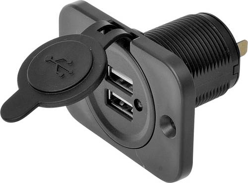IWH USB Doppel-Einbau-Steckdose 12/24 Volt 21100mA Belastbarkeit Strom max.=2.0A 12 oder 24 V/DC