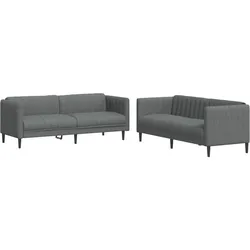 vidaXL 2-tlg. Sofagarnitur Dunkelgrau Stoff