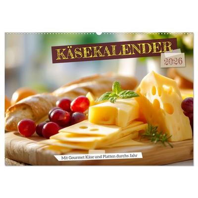 Käsekalender - mit Gourmet Käse und Platten durchs Jahr (Wandkalender 2026 DIN A2 quer), CALVENDO Monatskalender