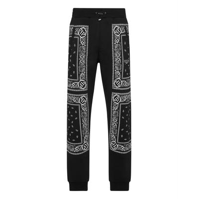 Trekkinghose PHILIPP PLEIN "Paisley", Herren, Gr. M, US-Größen, schwarz-weiß (02, schwarz), Obermaterial: 100% Baumwolle, Hosen Trekkinghose