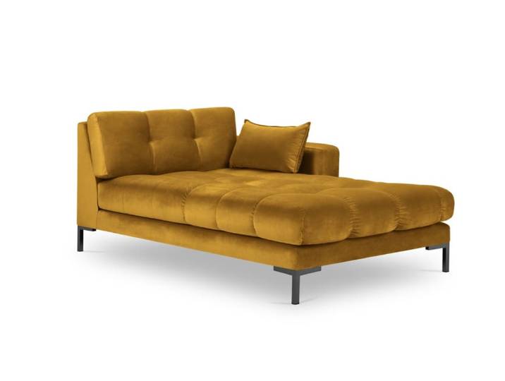 Méridienne droite 1 place en tissu velours jaune
