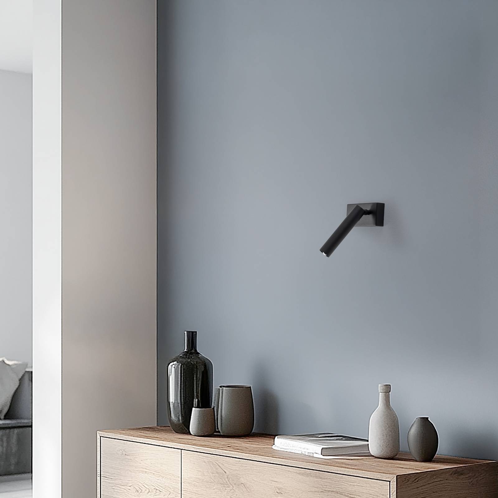Wandlampe Sone Argon, dimmbar, schwarz, für Wohn- / Esszimmer, Metall, Wandleuchte, Wandlampe Innen