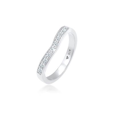 Diamantring ELLI DIAMONDS "Ring Diamanten (0.15 ct) V-Form Verlobung 925 Silber" Gr. 54, silber, Fingerringe, Damen, 54, Silber 925 (Sterlingsilber), Diamantring