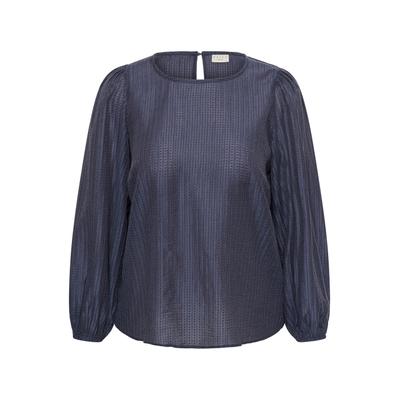 Langarmbluse KAFFE CURVE "KAFFE Curve Langarm KCrie", Damen, Gr. 50, blau (graphite), Blusen