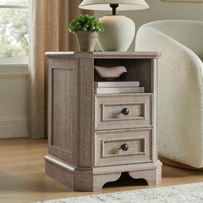 afulyperfllc Farmhouse Nightstand with Charging Station, Bedside Table for Bedroom