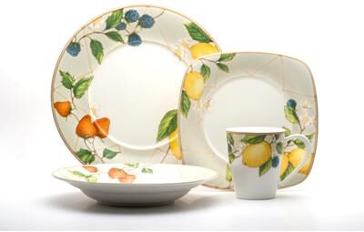 Red Vanilla Fruit Salad 16-piece Dinnerware Set