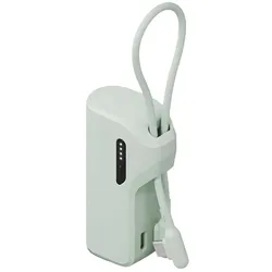 Cygnett Battery bank Thumboost 5K Powerbank con cavo integrato (menta) (CY5355PBCHE) (5000 mAh, 20 W, 18.50 Wh), Powerbank, Grün