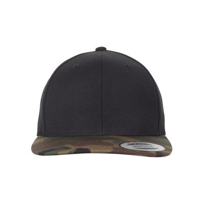 Snapback Cap FLEXFIT "Flexfit Unisex Classic Snapback 2-Tone Camo", Herren, Gr. onesize, schwarz (schwarz, grüncamo), 80% Polyacryl, 20% Wolle, Caps