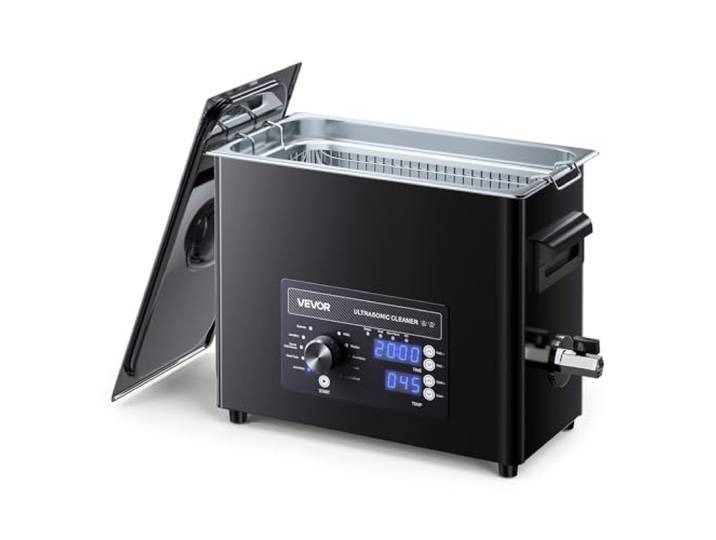 VEVOR Nettoyeur à Ultrasons 6 L\, Appareil de Nettoyage par Ultrasons avec Commande par Bouton\, en Inox\, avec Panier et Boule de Nettoyage\, pour Montres\, Rasoirs\, Bijoux\, Pièces de Monnaie\, Noir