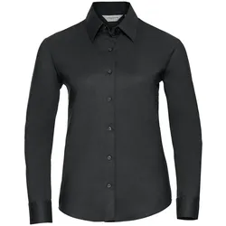 Russell Collection Klassische Oxford Bluse  Langarm, black, 6XL