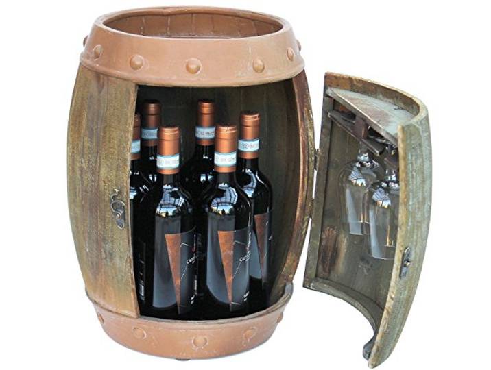 DanDiBo Weinregal Holz Weinfass Braun 44 cm 91361 Bar Flaschenregal Flaschenständer Klein Fass Holzfass