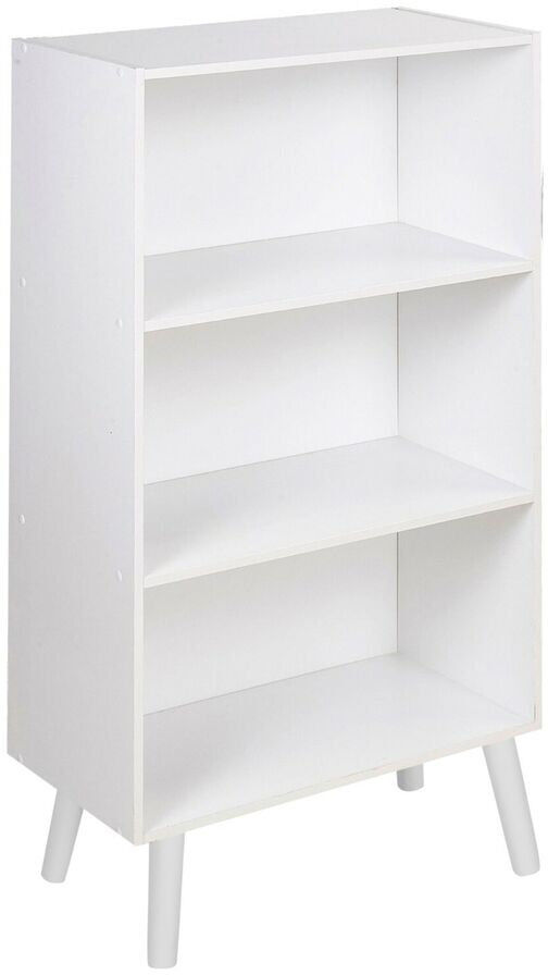 Norden Home Vester 90cm H x 60cm W Solid Wood Standard Bookcase White & White Leg 90cm H X 60cm W X 29cm D