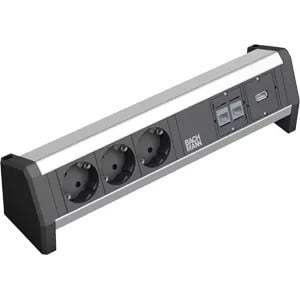 Bachmann Desk 1 wandcontactdoos met 3 stopcontacten en data-aansluiting