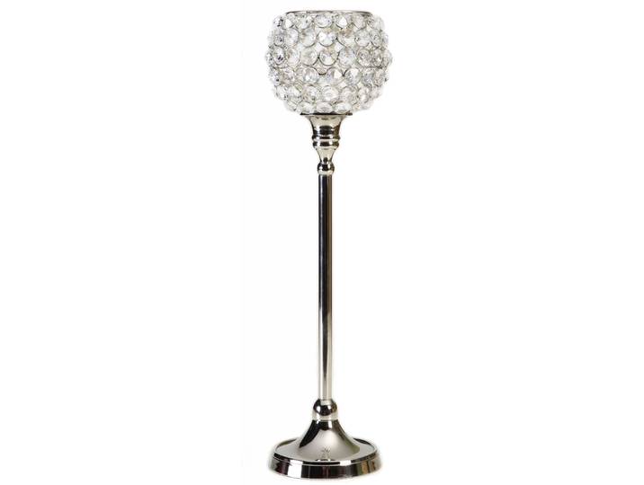 Kerzenständer GOODPRODUCT Kristall , silber (silberfarben), H:42cm Ø:11cm, Aluminium, Glas, Kerzenhalter, Kerzenständer